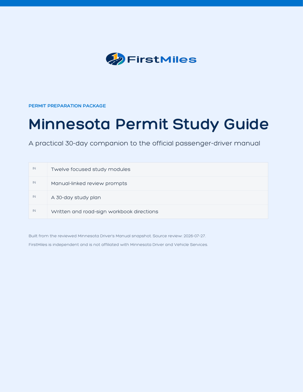 FirstMiles Minnesota permit study guide cover