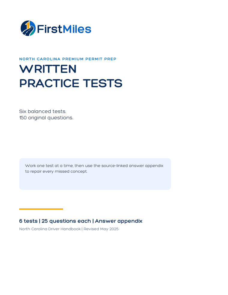 FirstMiles North Carolina written practice tests cover