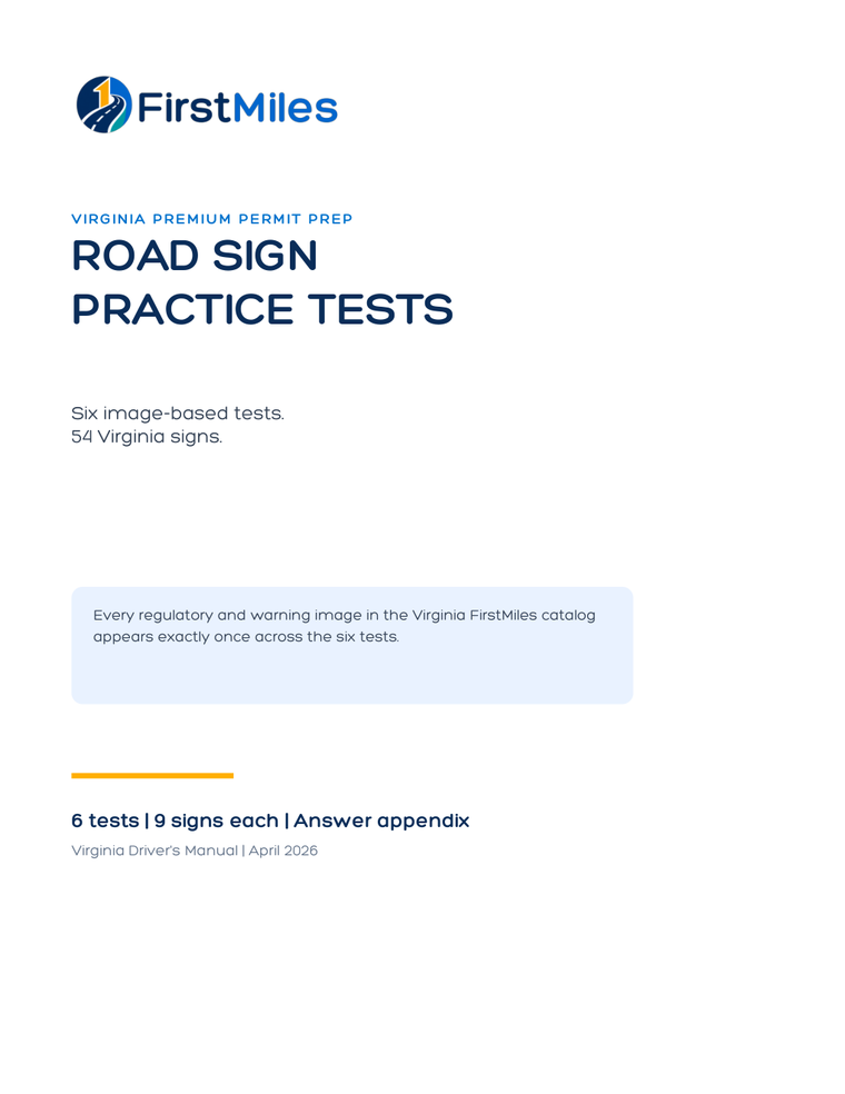 FirstMiles Virginia road sign practice tests cover